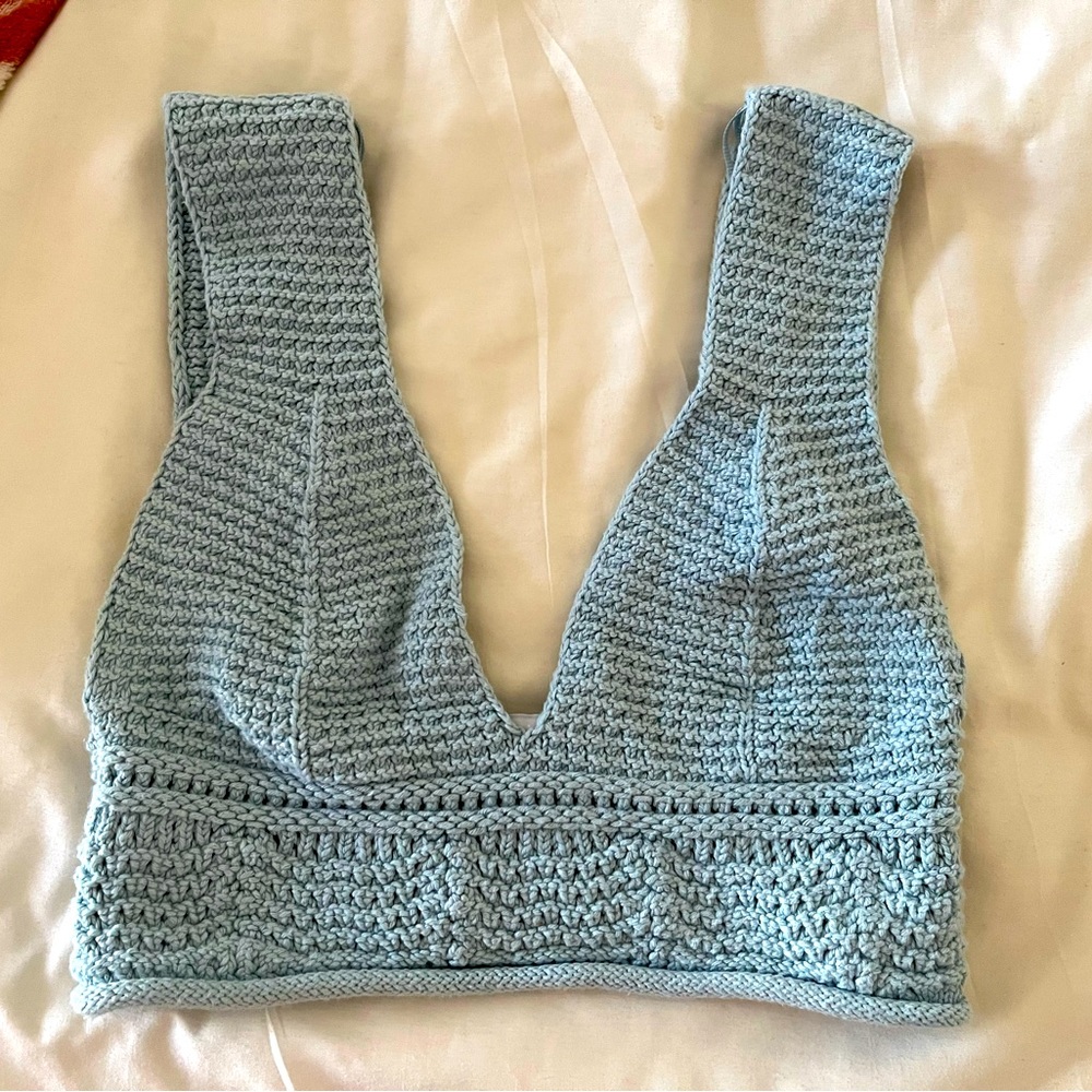 Baby blue Zara crochet top